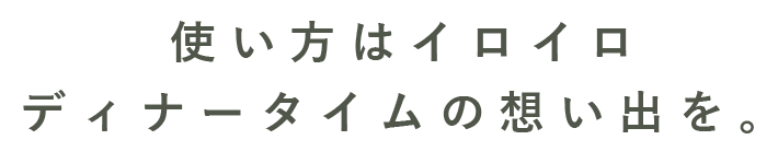 使い方はイロイロディナータイムの想い出を。